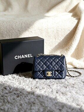 Chanel Navy Blue Quilted Mini Flap Chain Bag
